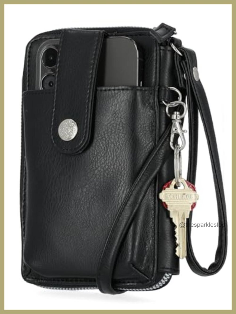 Vegan Leather RFID Blocking Crossbody Wallet with Removable Strap for Women